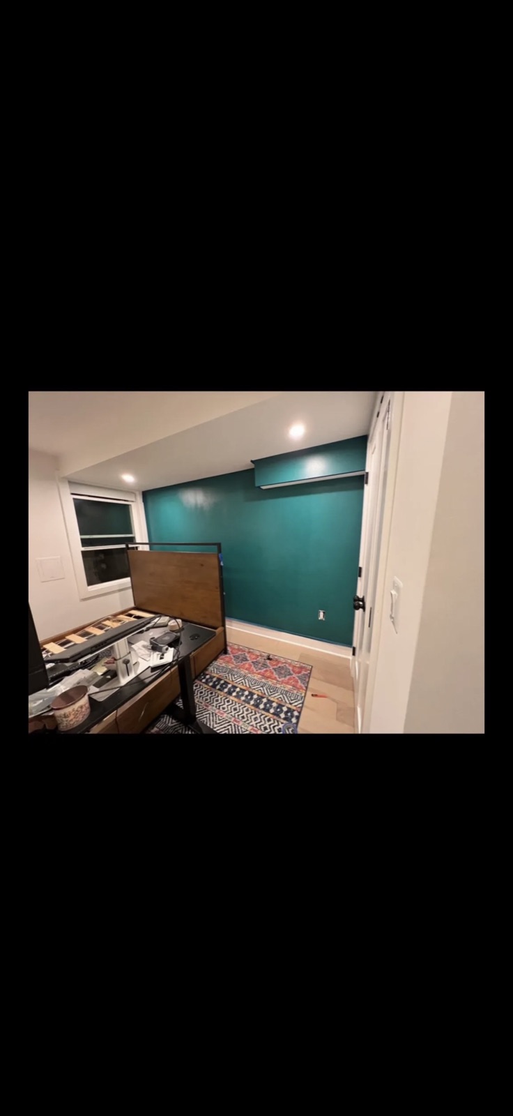 Bedroom teal accent wall interior painting by 5 Star Pros, DMV area